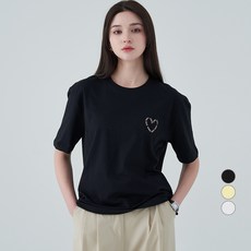 ELLE PARIS 여성용 통기성 Heart 반팔 티셔츠