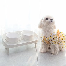 DING DONG PET 寵物Holic多角度可調式雙碗餐具, 象牙白, 1個