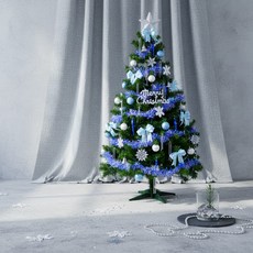 耶誕豪華版裝飾聖誕樹 藍銀色系飾品組不含燈, 綠色