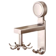 吸盤廚房旋轉掛鉤壁掛式置物架, 1個, 槍灰色