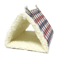 Leaf Parrot 鸚鵡用GORE-TEX柔軟材質格紋小型三角吊床, 1個, 紅色 + 藍色