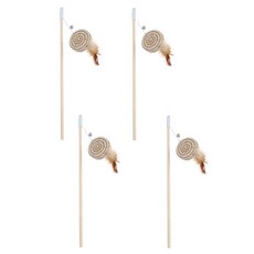 原木逗貓棒 編織棒棒糖 原木色, 4支