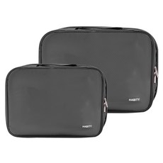 하비티 부피순삭 정리 의류 침낭 캠핑 이불 압축파우치 블랙 2종 세트, 2개입, 1세트