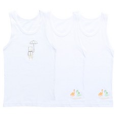 행복한쇼핑몰 남아용 순면 백런닝 디노앤베어 3종 세트