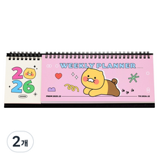 KAKAO FRIENDS 春植 2026年 Twin 日期型 週計畫本, 2個, 粉紅色