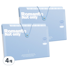 델리리움 예쁜 색감 대용량 아코디언 서류 A4 파일 케이스 5단 32 x 25 cm, 4개, 블루