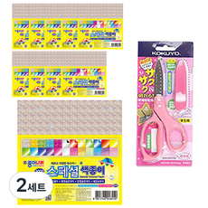 JONG IE NARA 3000特別色紙 10入+Kokuyo SAXA飛蓋剪刀 粉色組, 2套, 24 種顏色