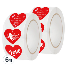 포텐키트 장식의 데코테이프 하트 2.5cm 500p, 혼합색상, 6개