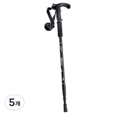 Cleye 아카코 3단 트레킹 지팡이 스틱 T, 블랙, 5개