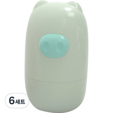 블루마켓 아동용 아기돼지 케이스 손톱깎이 세트, 6세트, 연그린