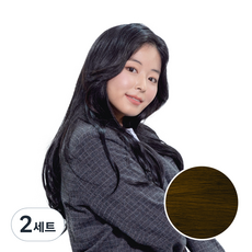 벨리음 롱 볼륨 C컬 웨이브 똑딱이 헤어피스, B 브라운, 2개