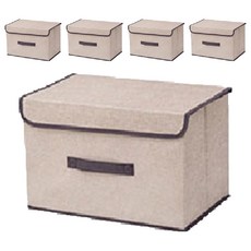 살림마녀 접이식 패브릭 수납박스, 아이보리, 5개