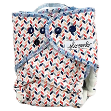 Sloomb 有機竹麻夜用布尿布 天然透氣 彈性腰圍貼身設計, 粉色幾何, 1件