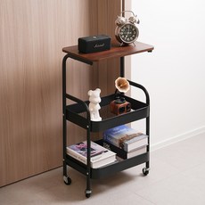 MDYooMarket 頂級多功能移動式鐵製推車, 黑色, 3層