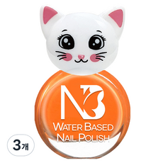 엔비베베 냥냥이 유아 매니큐어, 02 비비드오렌지, 3개