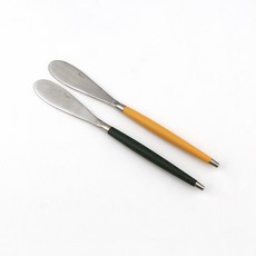 Bogen 韓國製造 Levian 緞面餐具 奶油刀 2件組, 1套, 芥末黃, 深綠色