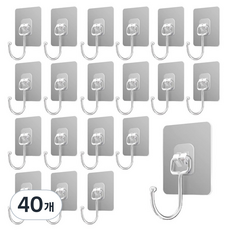 ONLIVING 免鑽孔黏貼式掛鉤 壁掛貼紙, 40個, 透明