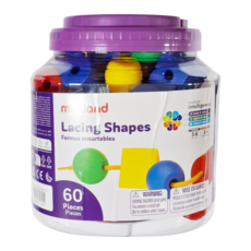 Miniland 立體幾何穿繩 Set 60顆 10條穿繩 12道題目卡 3.5cm, 1組