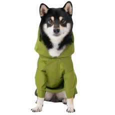 PEHOM 可調節式防潑水魔鬼氈寵物雨衣 小型犬適用, 1入, 橄欖綠