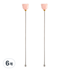 Moda Kitchen 陶瓷握柄小熊攪拌棒, 粉紅色, 6個