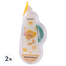 델리 버터베어 양면 풀테이프 6mm x 12m, 옐로우, 2개