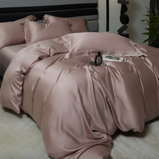 60支100%天絲素色薄床包組,床包 + 枕套 2個,King Size,藕粉色