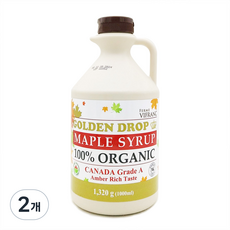 골든드롭 유기농 메이플 시럽 캐나다 A등급 앰버리치, 1L, 2개