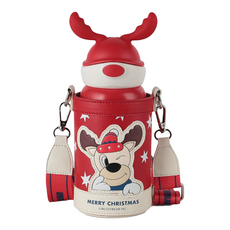 BEDDYBEAR 杯具熊 316不銹鋼 童趣矽膠保溫兒童壺, 調皮麋鹿 紅色 + 白色, 600ml, 1個