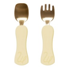 마미그래 유아용 방짜유기 자기주도 이유식 스푼세트, 마요네즈 화이트, 1세트