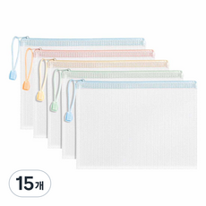 deLi 得力 粉彩PVC網格拉鍊袋 A5, 隨機出貨, 15個