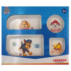 兒童方形餐盤餐具組 3歲以上, 餐盤 + 餐碗 + 水杯 附PE蓋 + 湯匙, 多色, 1組