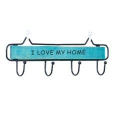 鄉村田園衣帽架, 木質鐵藝, 白色/粉色/綠色/咖啡色, 29 x 9.5cm