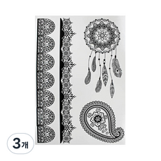 Sun Dong Sangsa捕夢網蕾絲B紋身貼紙, 黑色, 3個