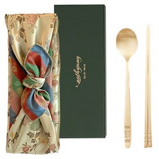 놋향 방짜유기 거북 1인 수저세트, 골드, 1세트, 거북 수저 + 오복그린 보자기