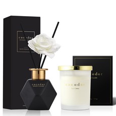 cocodor 珂珂朵爾 蠟燭 M號 220g+擴香瓶組 黑金款 200ml, Pure Cotton(蠟燭)+Forest Cabin(擴香瓶)