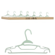 莫蘭迪扁扁衣架 5支裝 PP材質, 綠色