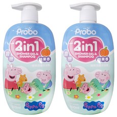 Probo 博寶兒 植萃洗髮沐浴露 佩佩豬 柚果香氛, 500ml, 2瓶