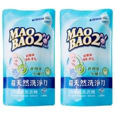 MAO BAO2 毛寶兔 超天然小蘇打植物2倍濃縮洗衣精 補充包 食用級小蘇打 草本抗菌, 2包, 800g