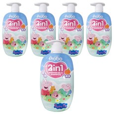 Probo 博寶兒 植萃洗髮沐浴露 佩佩豬 柚果香氛, 500ml, 5瓶