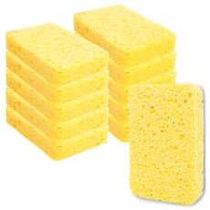 무흡집 펄프 주방 수세미, 옐로우, 1개, 10개입