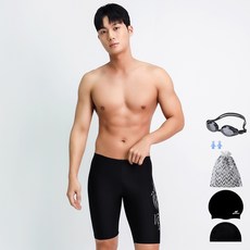 AQUATICA 男款及膝泳褲組 BBF02+耳塞+矽膠泳帽+蛙鏡+收納袋