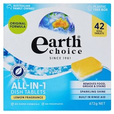 Earth Choice植萃多效合一洗碗機洗碗錠, 42顆, 檸檬香味, 去除頑固食物殘渣, 672g, 1盒