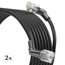 VEnTIOn 威迅 360度旋轉彎折型CAT6A OFC核心超高速Giga網路線, 2個, 0.5m, 黑色