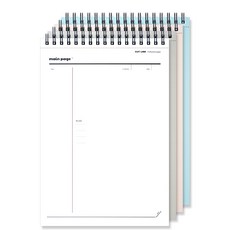 Mungu 主頁穿孔頂針抗菌便條 A5 4 件套, 1套, 米色、藍色、白色、灰色