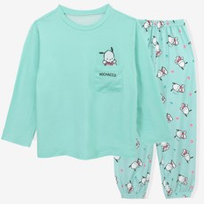 PremierFam 兒童用帕恰狗口袋蜜桃絨彈性九分居家服上下衣套裝