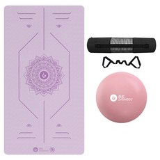 ZHONGOU 長紅 TPE加厚款正位線雙色瑜珈墊 TP88 附綁帶+背袋+拉力繩或拍拍球(顏色款式隨機), 紫色, 1個