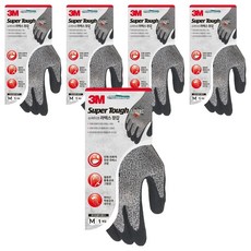 쓰리엠 슈퍼터프 라텍스 안전장갑 양손 세트 화이트 블랙 멜란지, 5세트