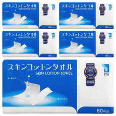 ITO 日本伊藤抽取式洗臉巾80張 無香 卸妝潔面巾, 5包