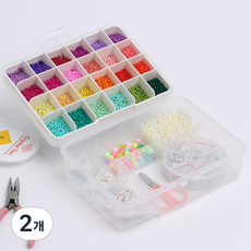 Jeepsaram 多功能方塊2層隔板收納盒, 白色, 2個