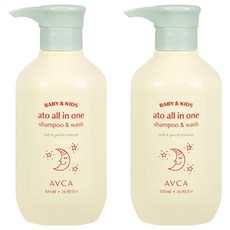 아브카 베이비 앤 키즈 아토 올인원 샴푸 앤 워시 무향, 2개, 500ml